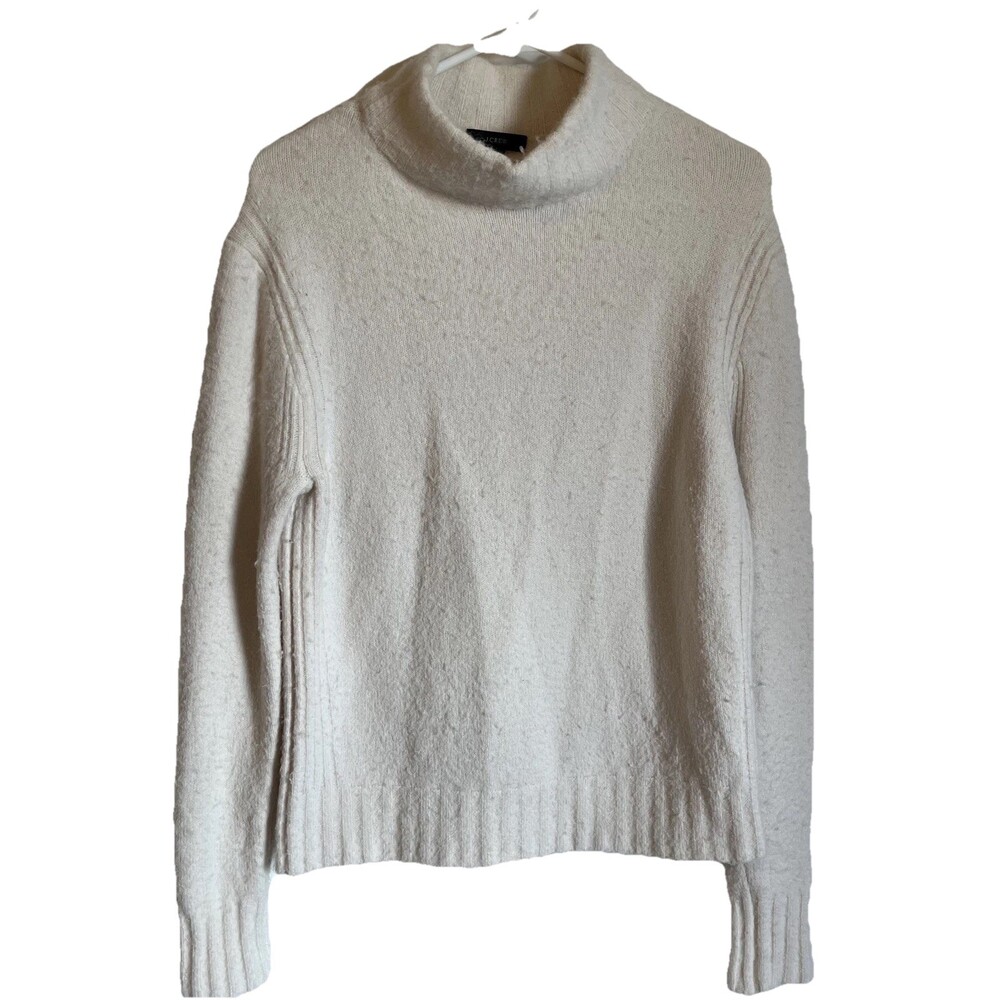 J.Crew Womens Size Medium Ivory Alpaca Blend Mock Neck Sweater Soft Knit Capsule